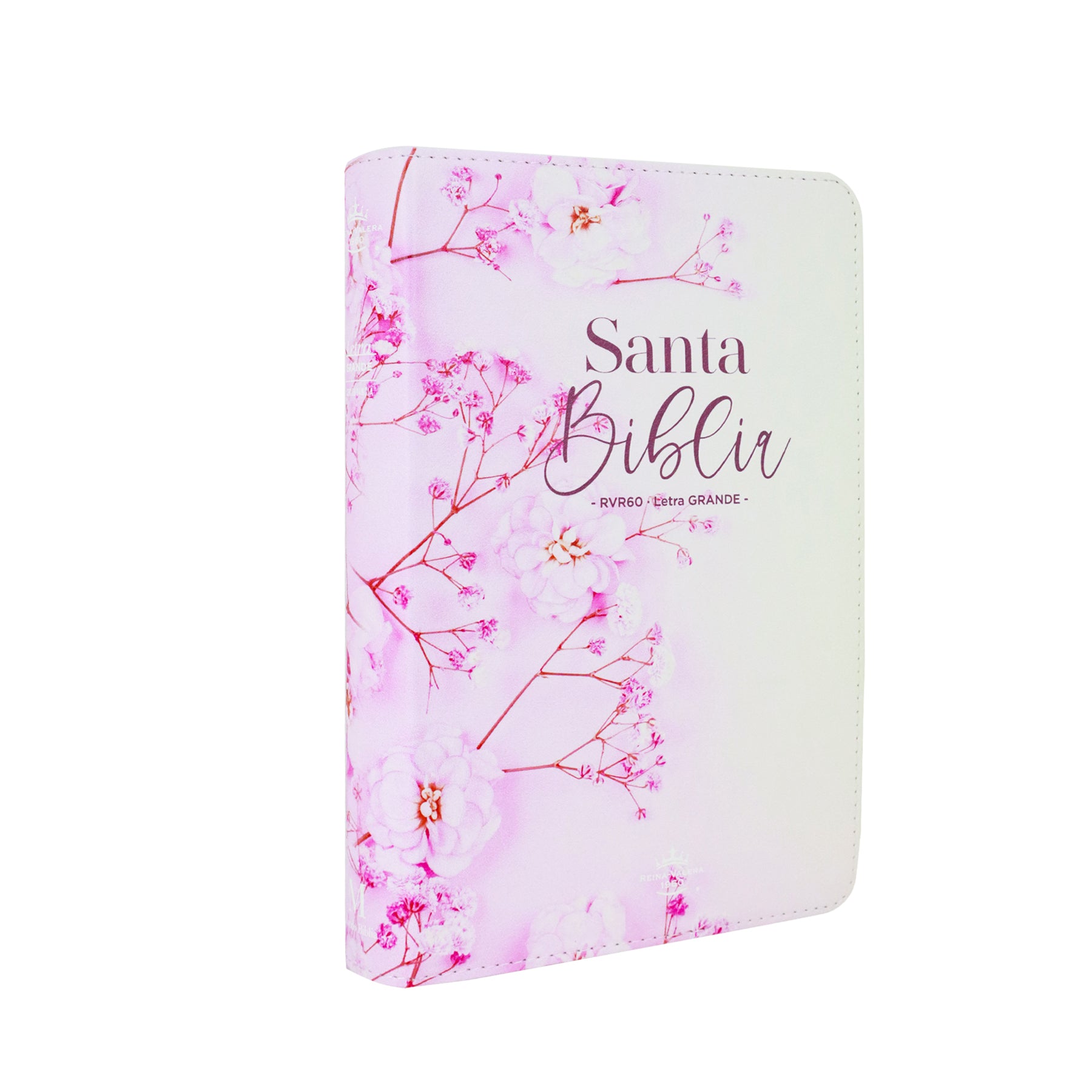 BIBLIA REINA VALERA 1960 LETRA GRANDE IMITACION PIEL FLORES ROSA