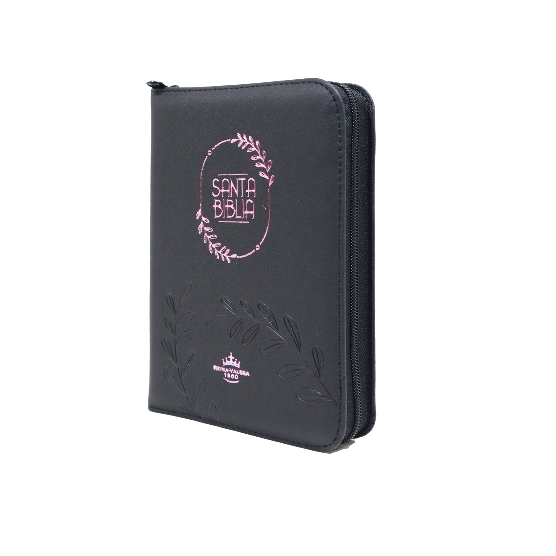 BIBLIA REINA VALERA 1960 COMPACTA IMIT PIEL NEGRO ROSA C/CIERRE INDICE