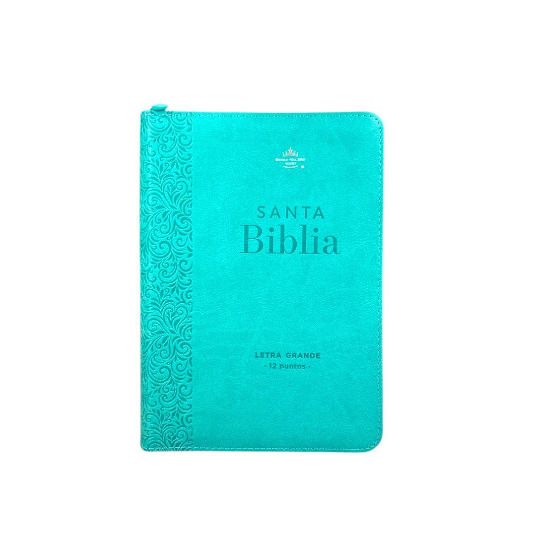 BIBLIA REINA VALERA 1960 LETRA GRANDE COMPACTA/ CIERRE IMITACION PIEL TURQUESA
