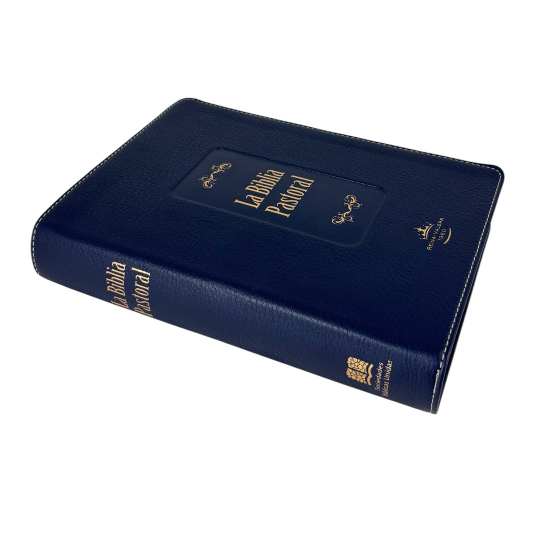 BIBLIA REINA VALERA 1960 PASTORAL IMITACION PIEL AZUL LETRA GRANDE
