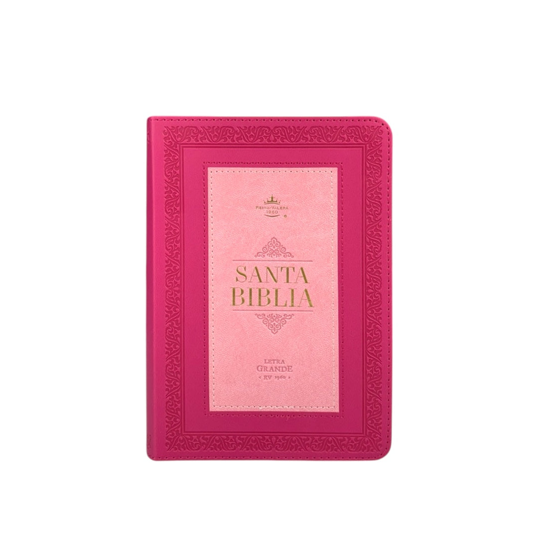 BIBLIA REINA VALERA 1960 LETRA GRANDE COMPACTA IMITACION PIEL/ MARCO FUCSIA R0SA