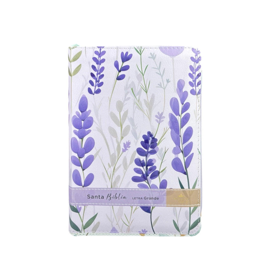 BIBLIA REINA VALERA 1960 PORTATIL LETRA GRANDE IMITACION PIEL VICTORIA FLORES C/INDICE Lila