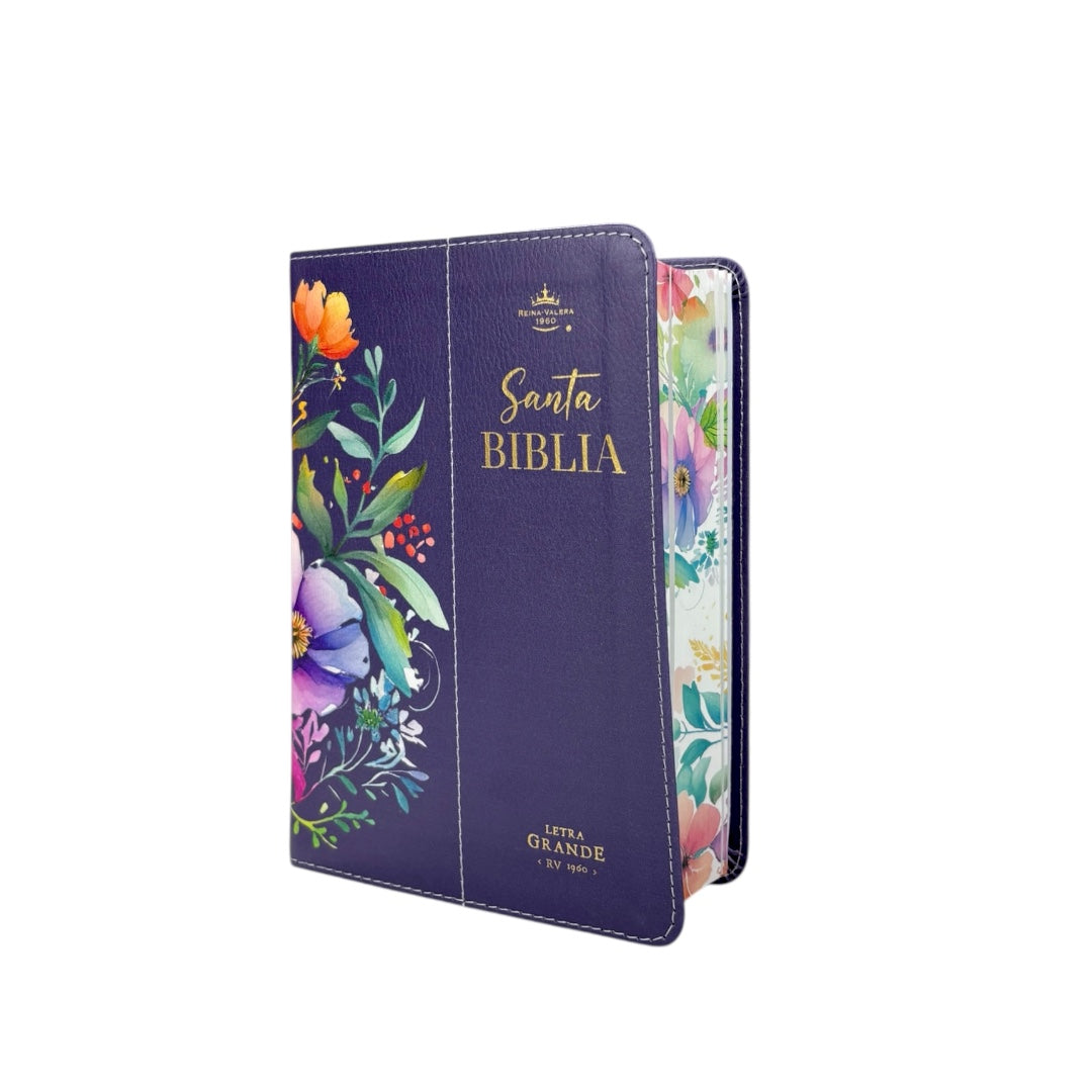 BIBLIA REINA VALERA 1960 COMPACTA IMITACION PIEL DE ALTA CALIDAD C/ CANTO PINTADO FLORES