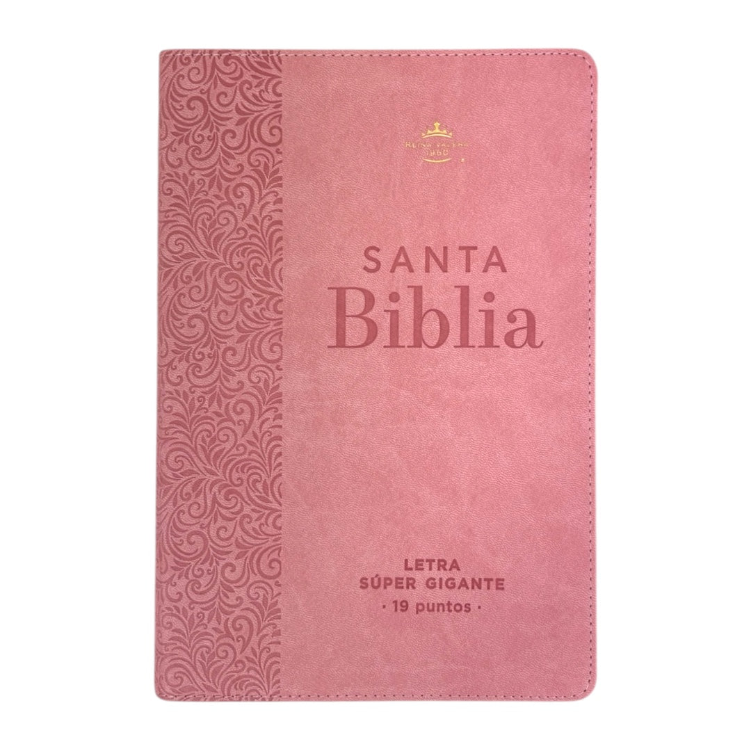 BIBLIA REINA VALERA 1960 LETRA SUPER GIGANTE FLORAL C/INDICE ROSA