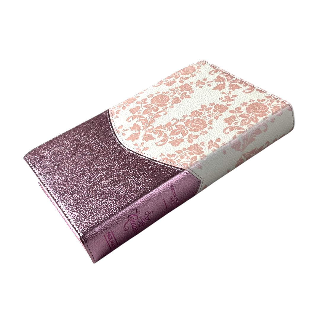 BIBLIA REINA VALERA 1960 MIS QUINCE ROSA FLOREADO SENTIPIEL