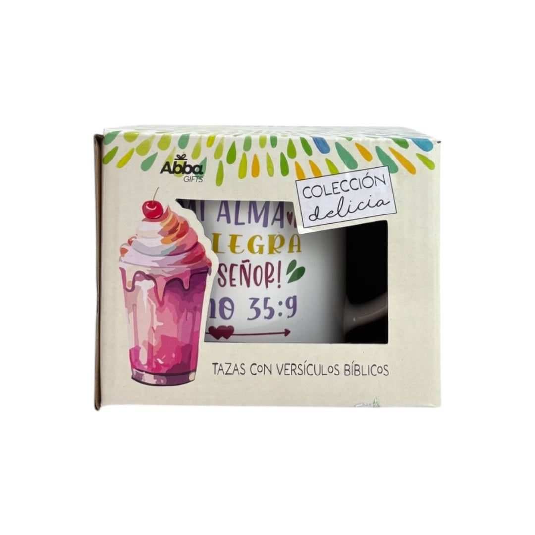TAZA 13 OZ COLECCION DELICIA (3 MODELOS) SALMO 35: 9
