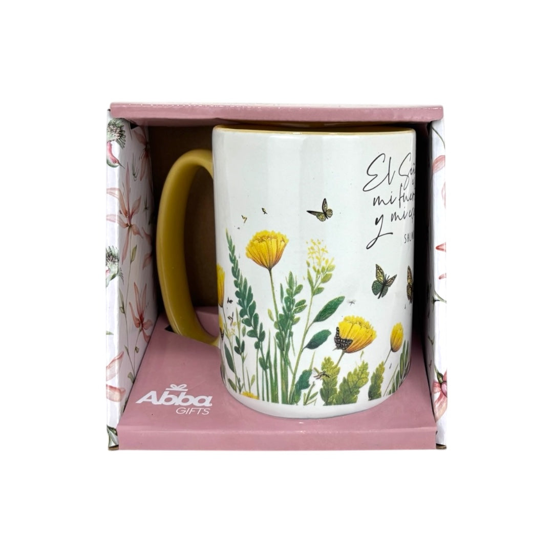 TAZA GRANDE DE CERAMICA VERSICULOS BIBLICOS COLECCION PRIMAVERA (5 MODELOS) SALMO 23: 7