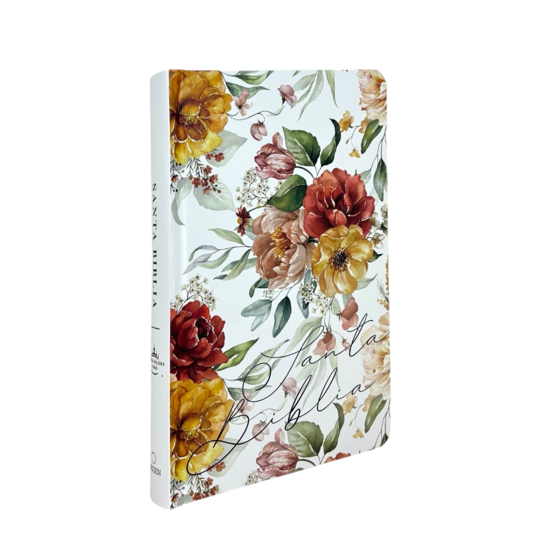 BIBLIA REINA VALERA 1960 LETRA GRANDE TAPA DURA FLORES NARANJA