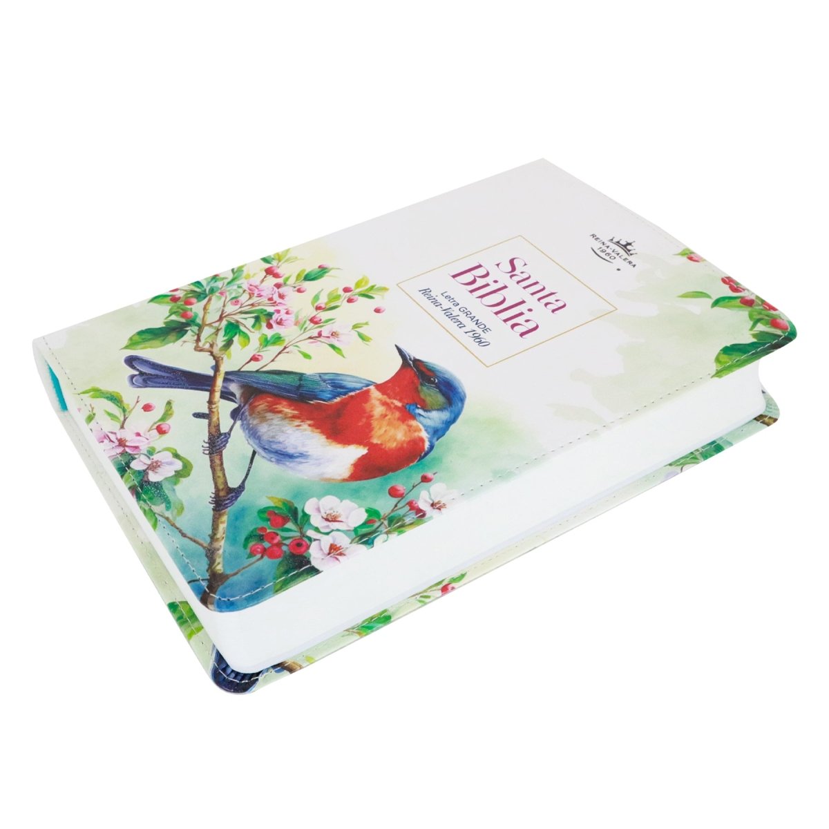 BIBLIA REINA VALERA 1960 LETRA GRANDE IMIT PIEL DISEÑO VINTAGE PÁJARO