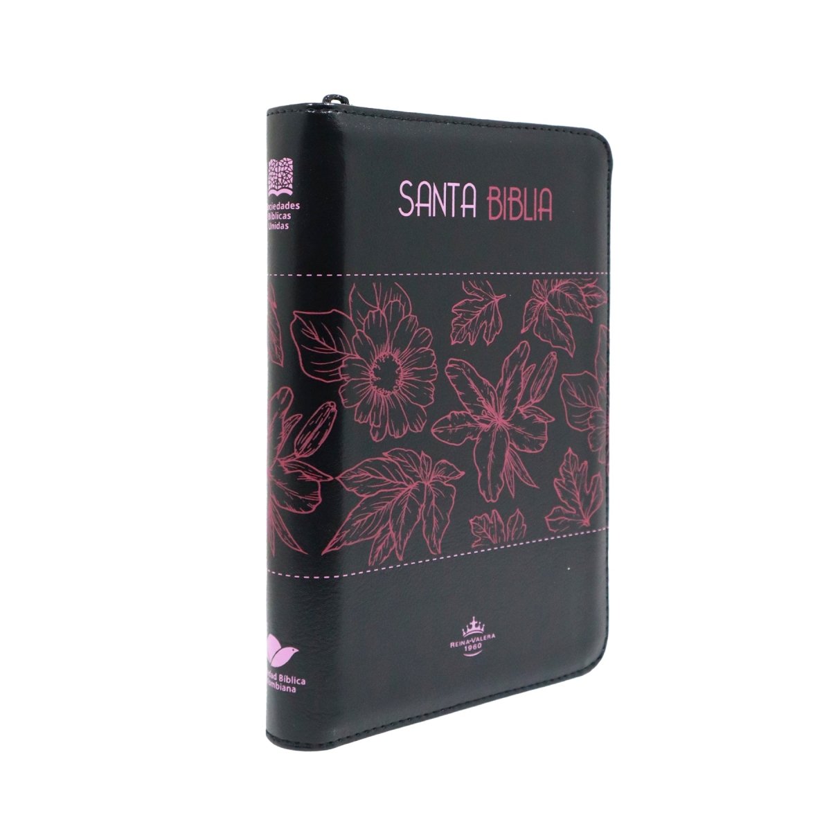 BIBLIA REINA VALERA 1960 LETRA GRANDE NEGRO FLORES CANTO FUCSIA