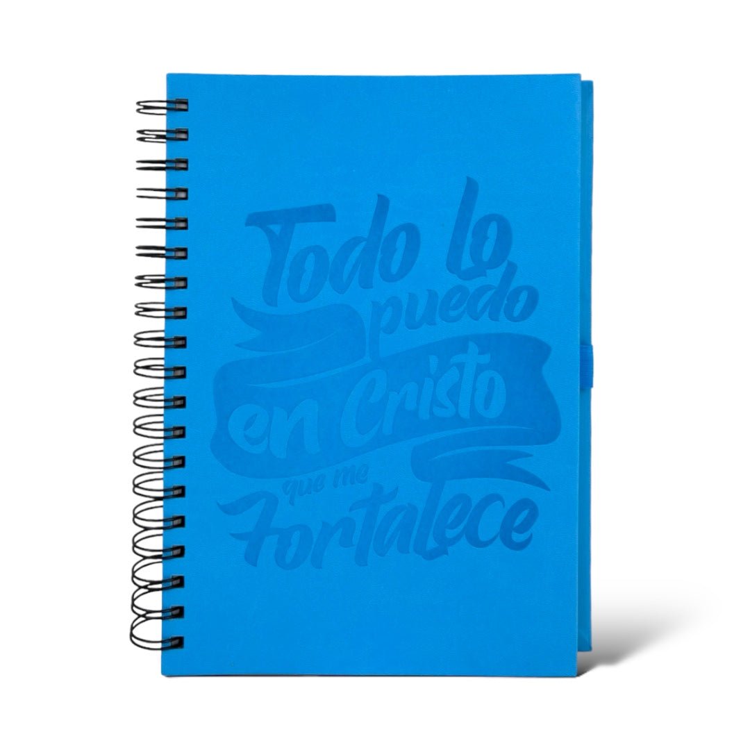 LIBRETA CON VERSÍCULOS Y DISEÑOS/ CELESTE