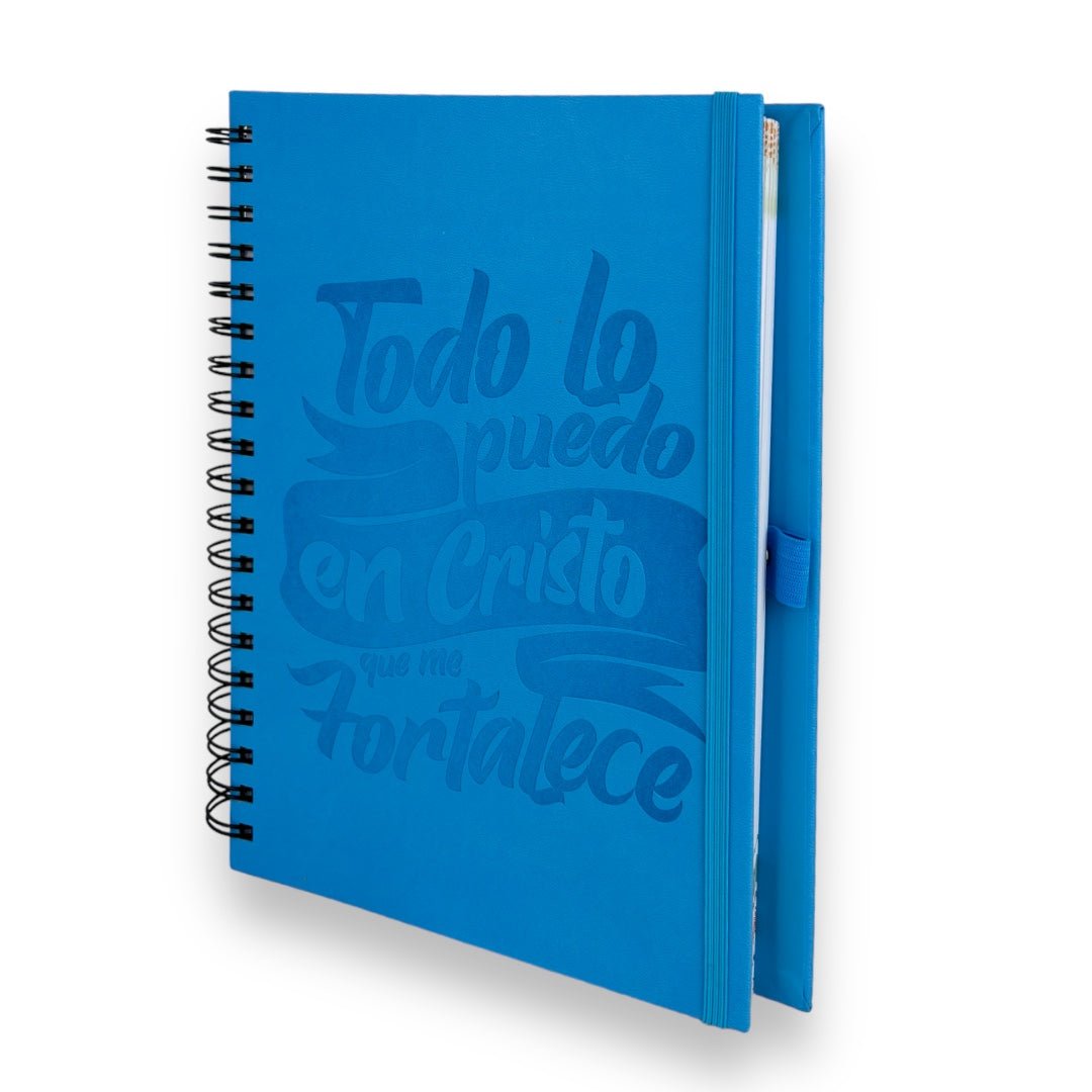 LIBRETA CON VERSÍCULOS Y DISEÑOS/ CELESTE