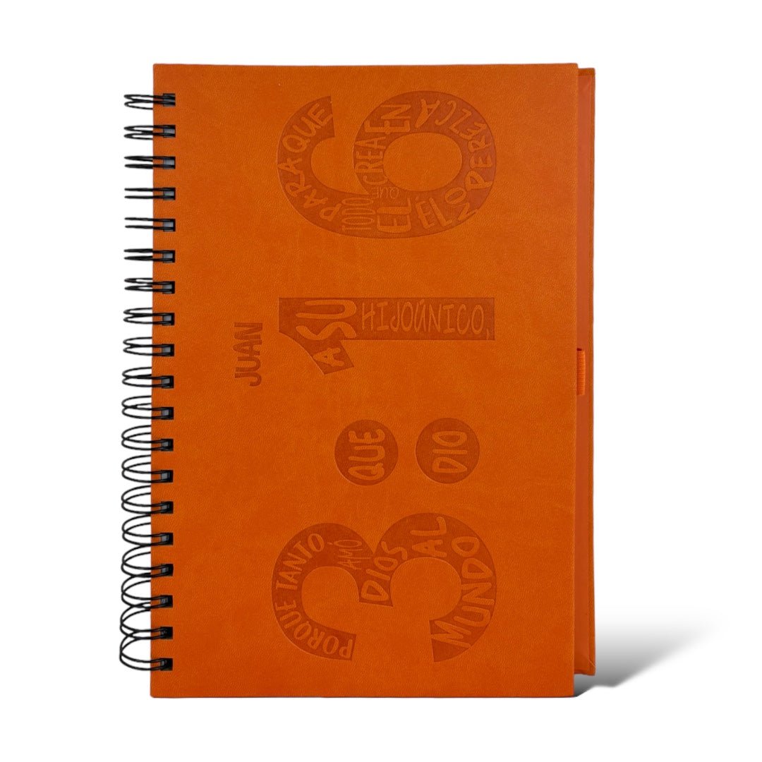 LIBRETA CON VERSÍCULOS Y DISEÑOS/ NARANJA