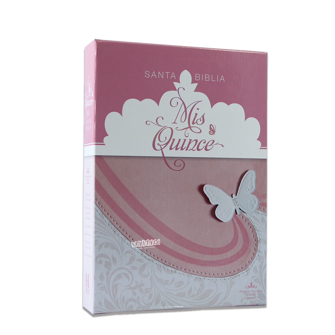 Santa Biblia RV 1960 Mis XV Rosa y blanco