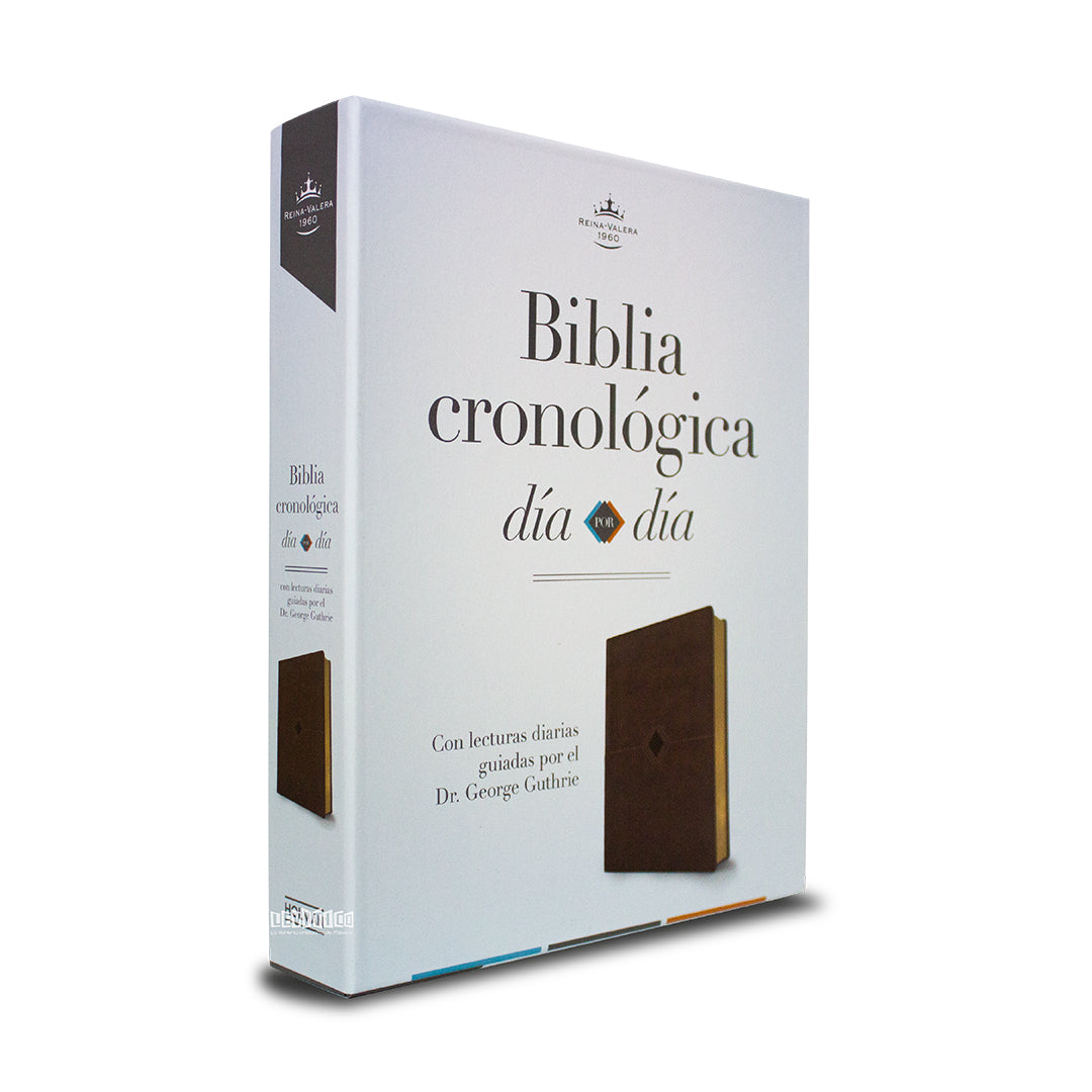 Biblia RVR60 Cronológica, día a día, marrón símil piel