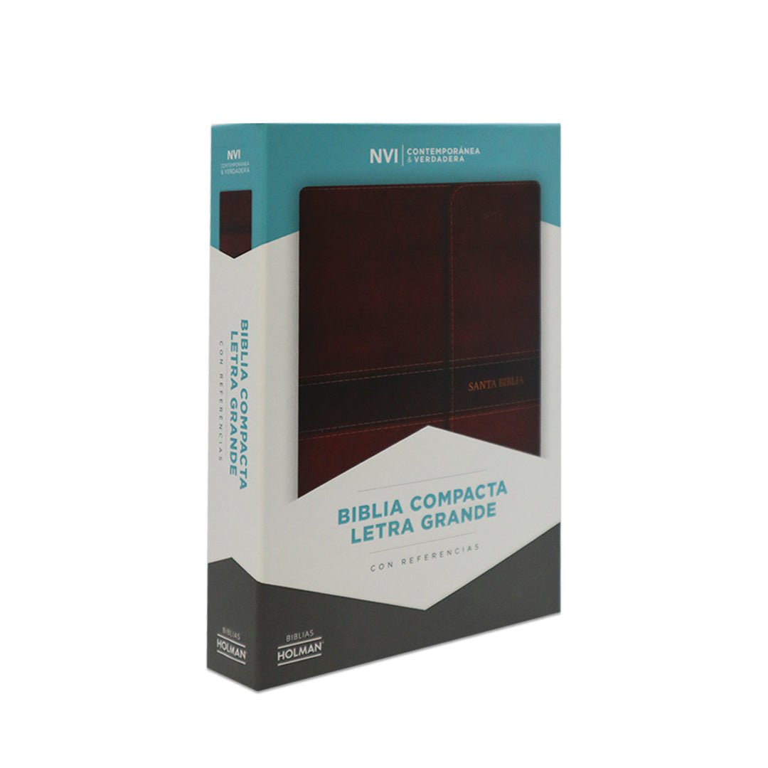 BIBLIA NVI COMPACTA LETRA GRANDE MARRON SIMIL PIEL C/ INDICE SOLAPA IMAN