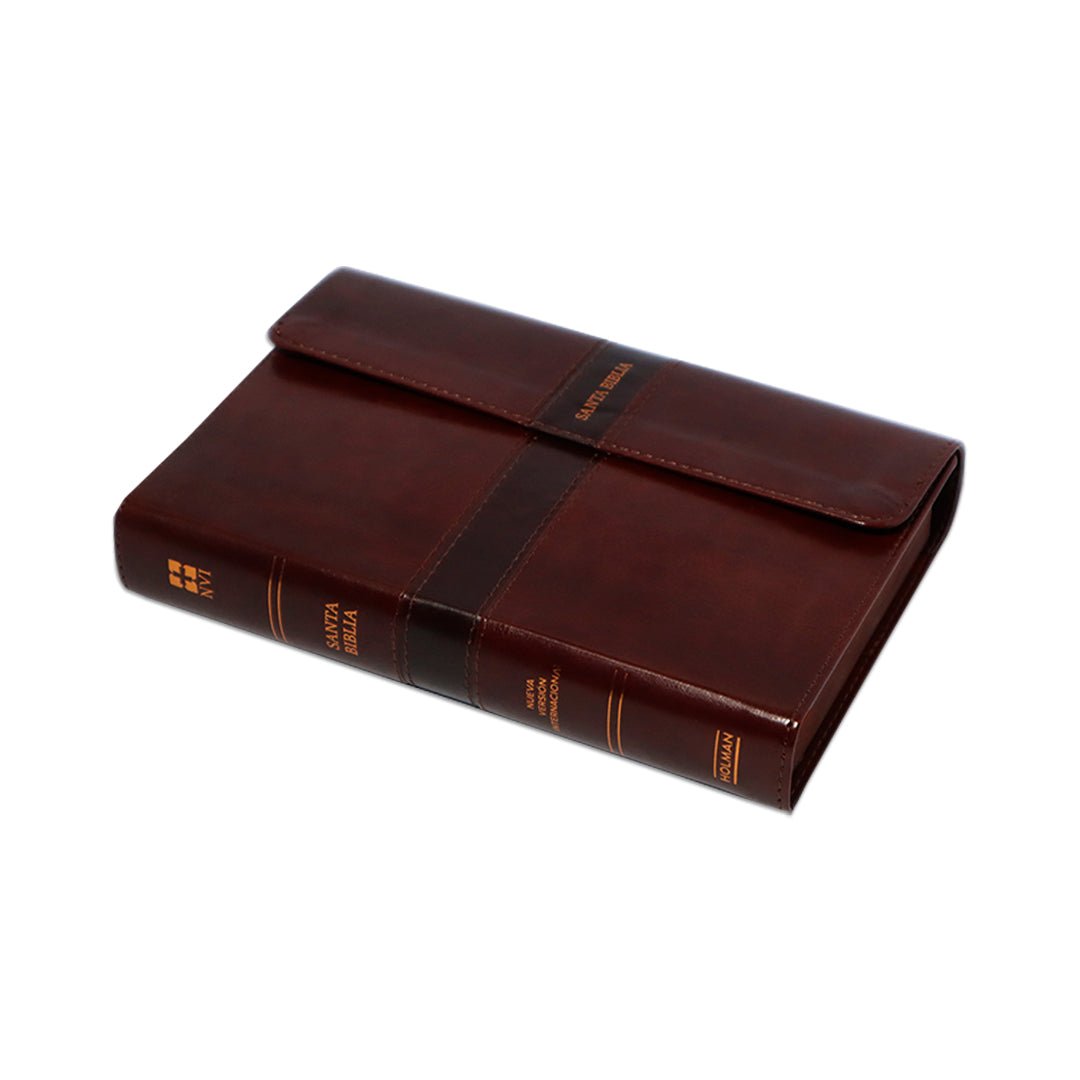 BIBLIA NVI COMPACTA LETRA GRANDE MARRON SIMIL PIEL C/ INDICE SOLAPA IMAN
