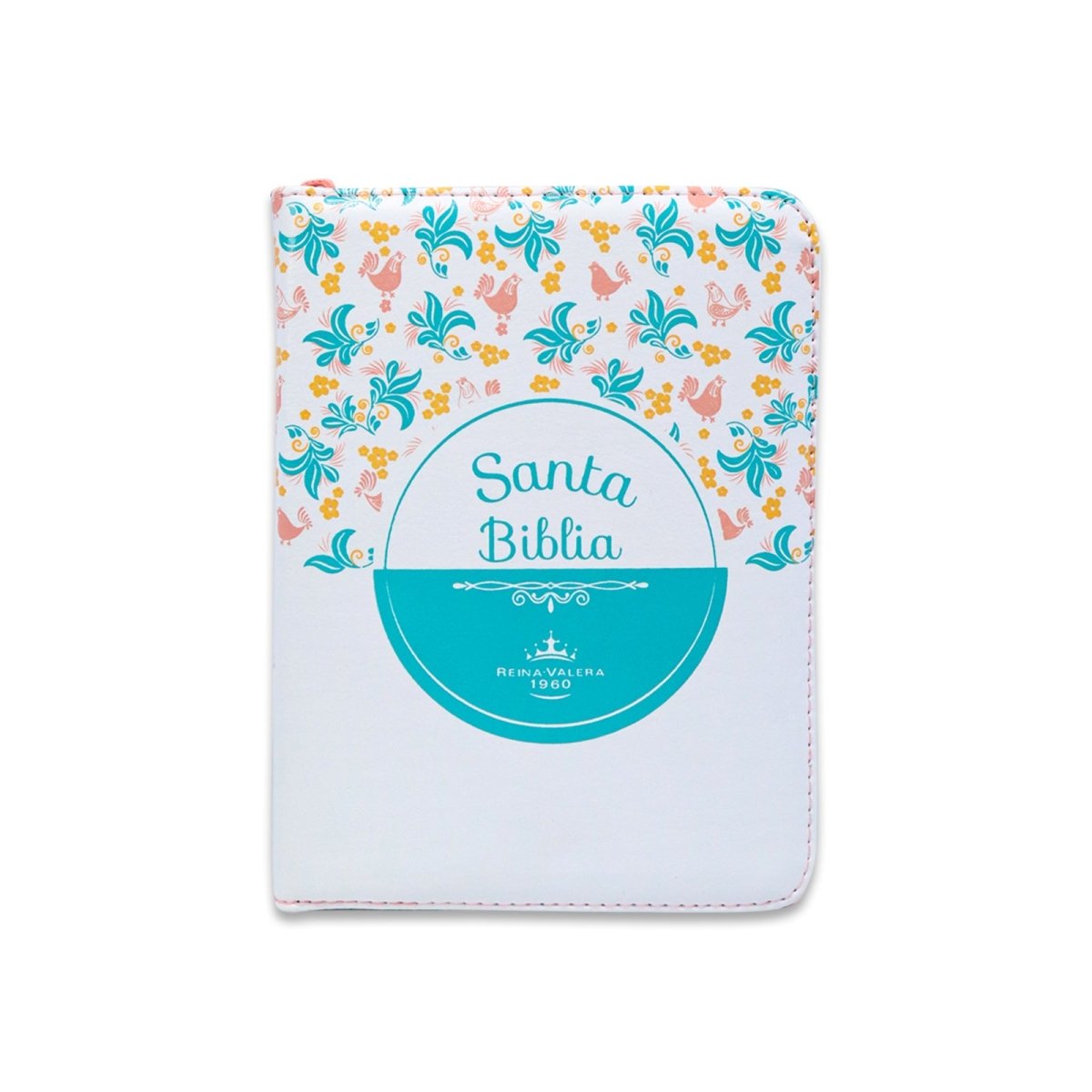 BIBLIA REINA VALERA1960 BLANCA TURQUESA/ FLORES