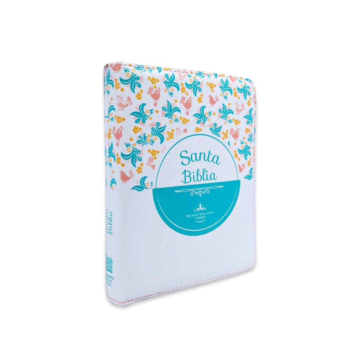 BIBLIA REINA VALERA1960 BLANCA TURQUESA/ FLORES