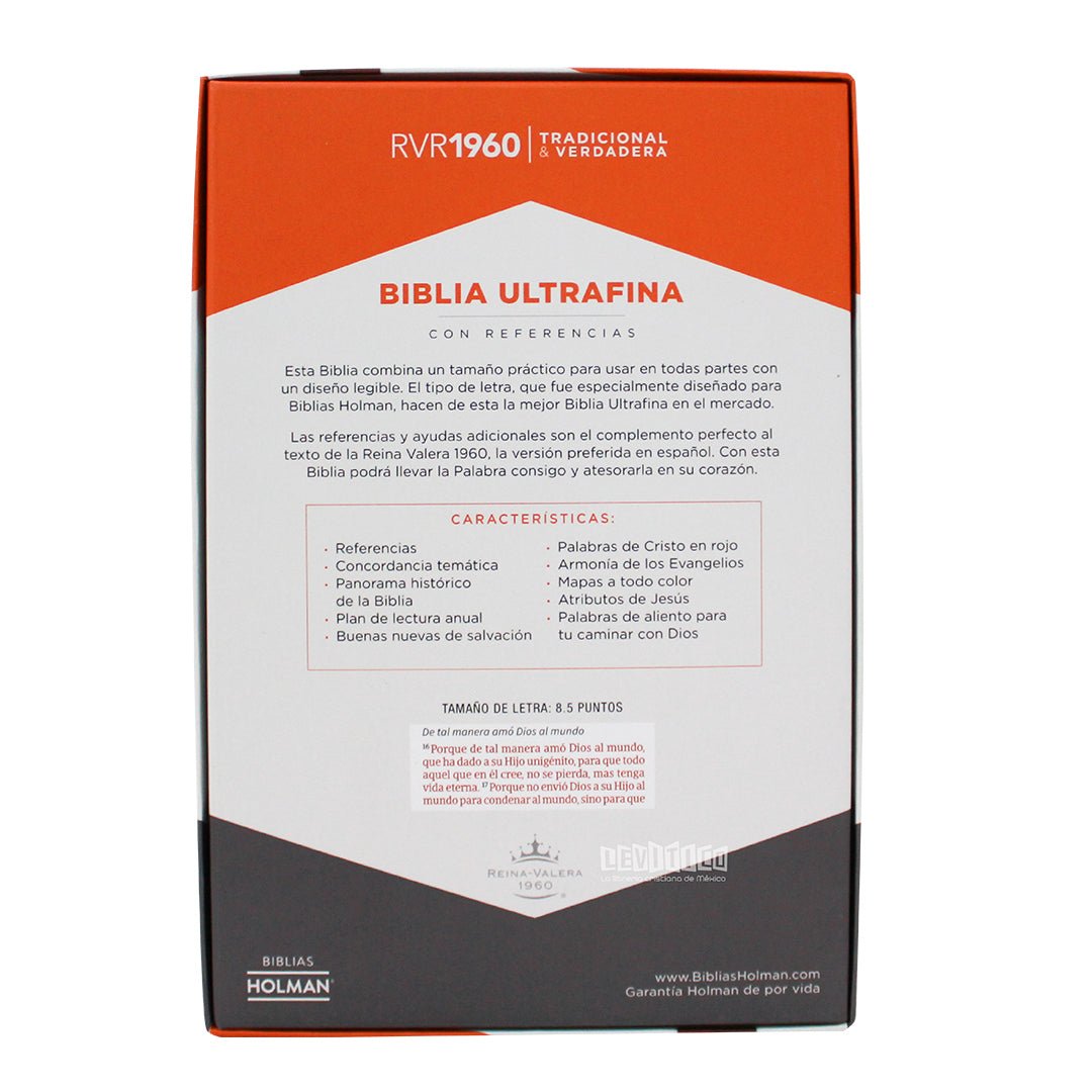 Biblia RVR1960 Ultrafina, con solapa símil piel C/INDICE