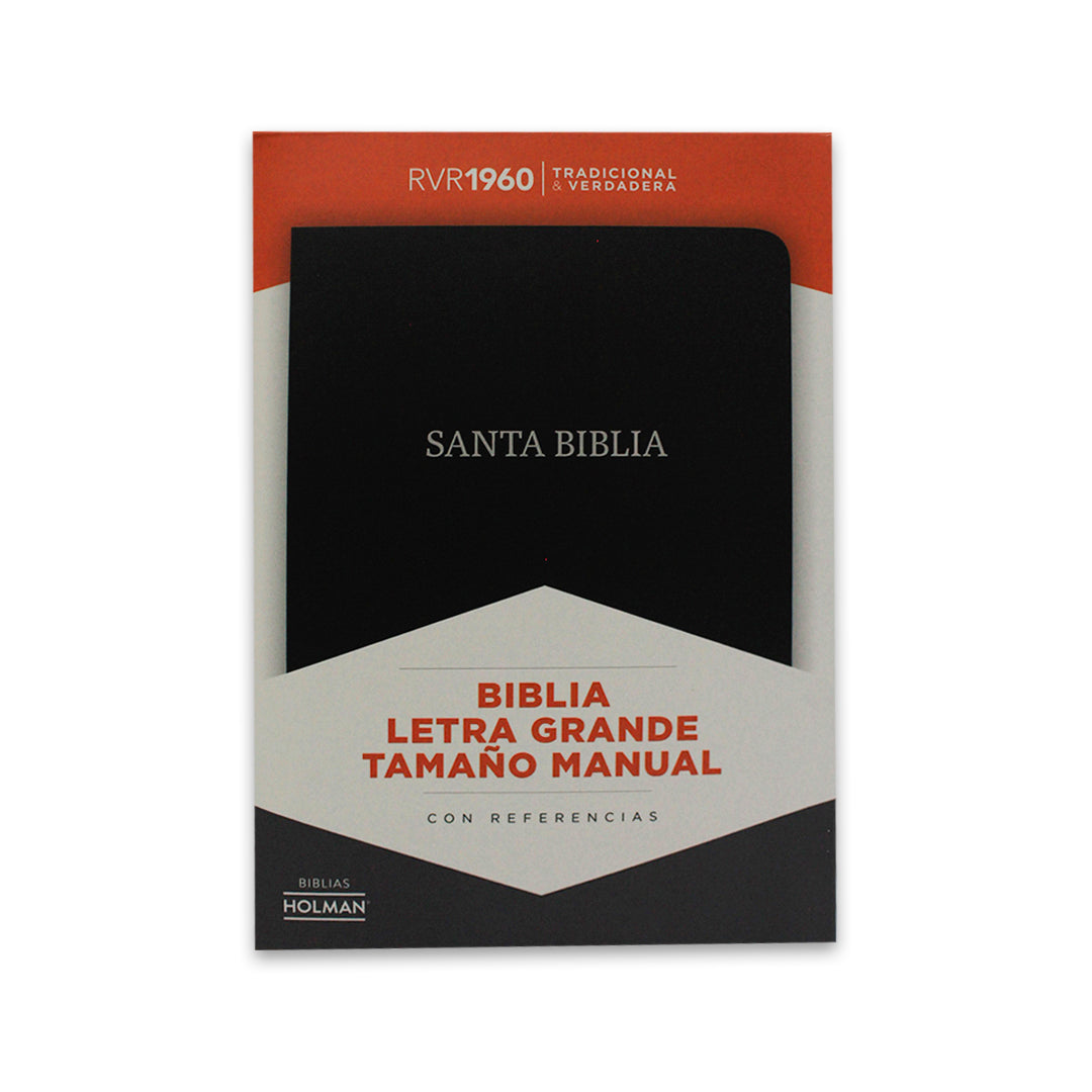 Biblia Rvr1960 letra grande tamaño manual negro piel fabricada