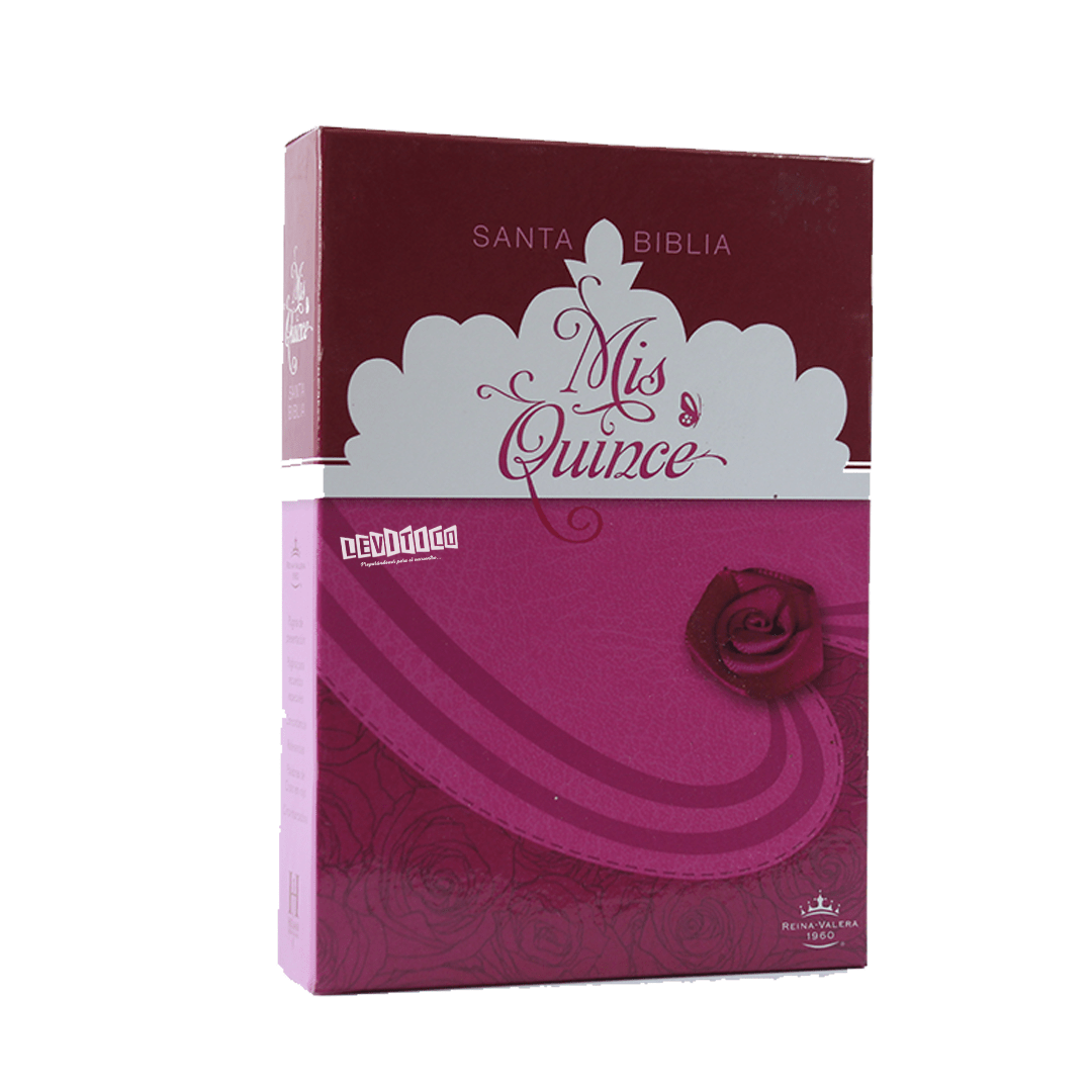 Santa Biblia RV 1960 Mis XV Coctel frambuesa Semi piel