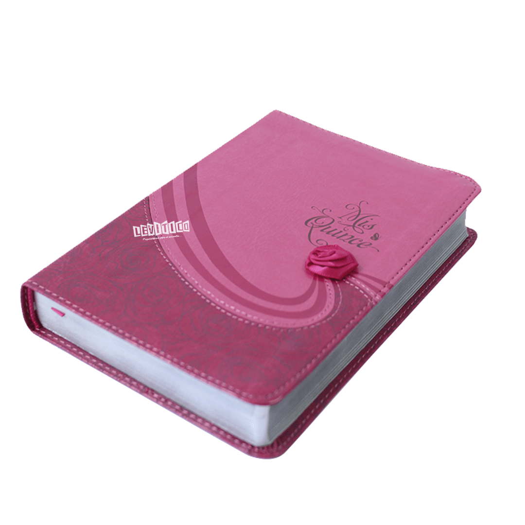 Santa Biblia RV 1960 Mis XV Coctel frambuesa Semi piel