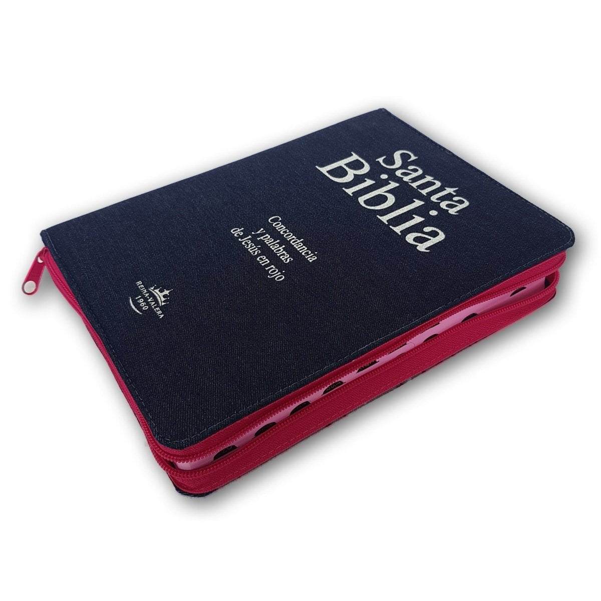 Santa Biblia RVR1960 Jeans Azul c/cierre c/índice Gigante