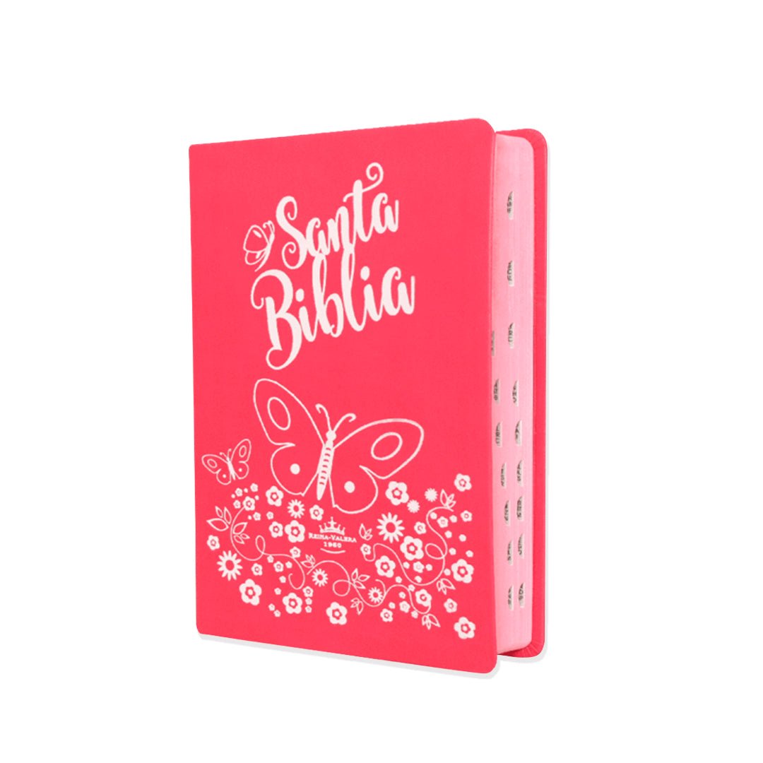 Santa Biblia RVR1960 Letra grande Fucsia Mariposa c/índice