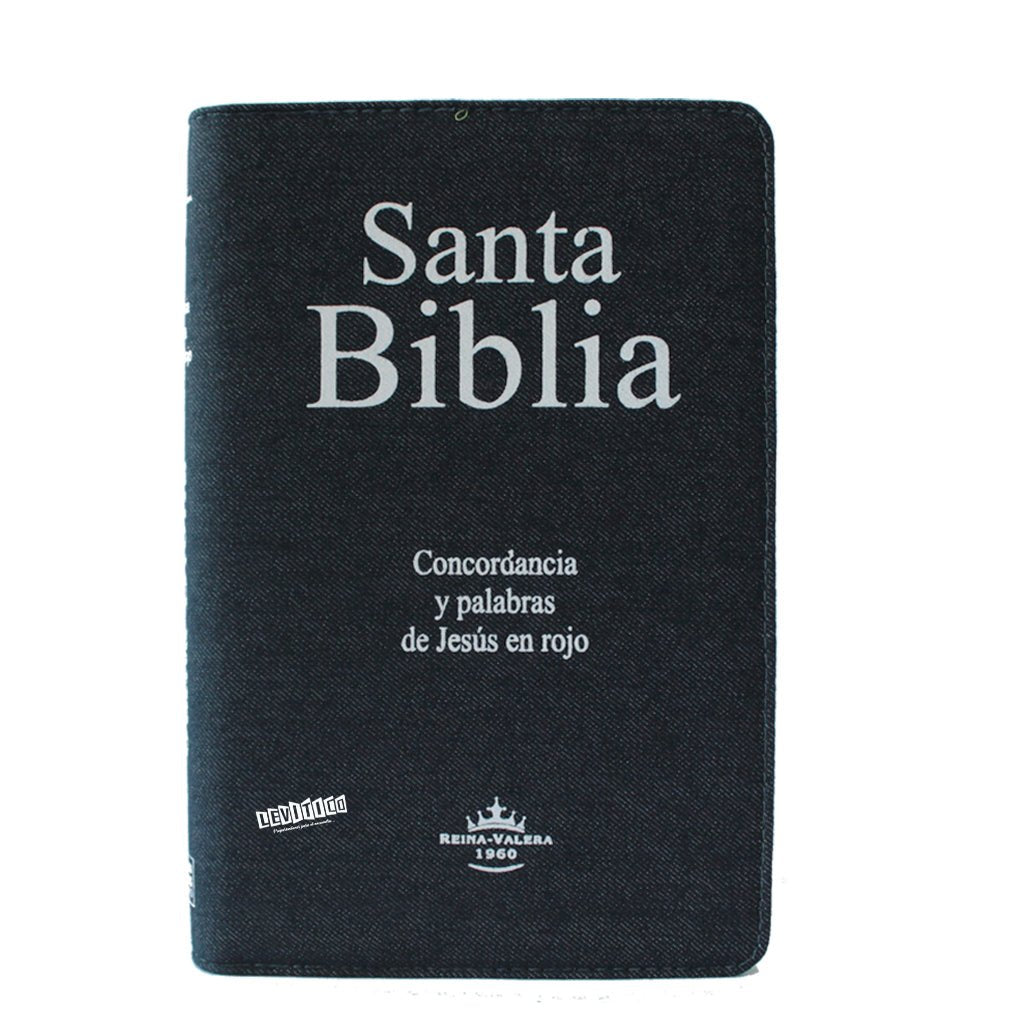 Santa Biblia RVR1960 Letra grande Mezclilla c/cierre c/indice Verde