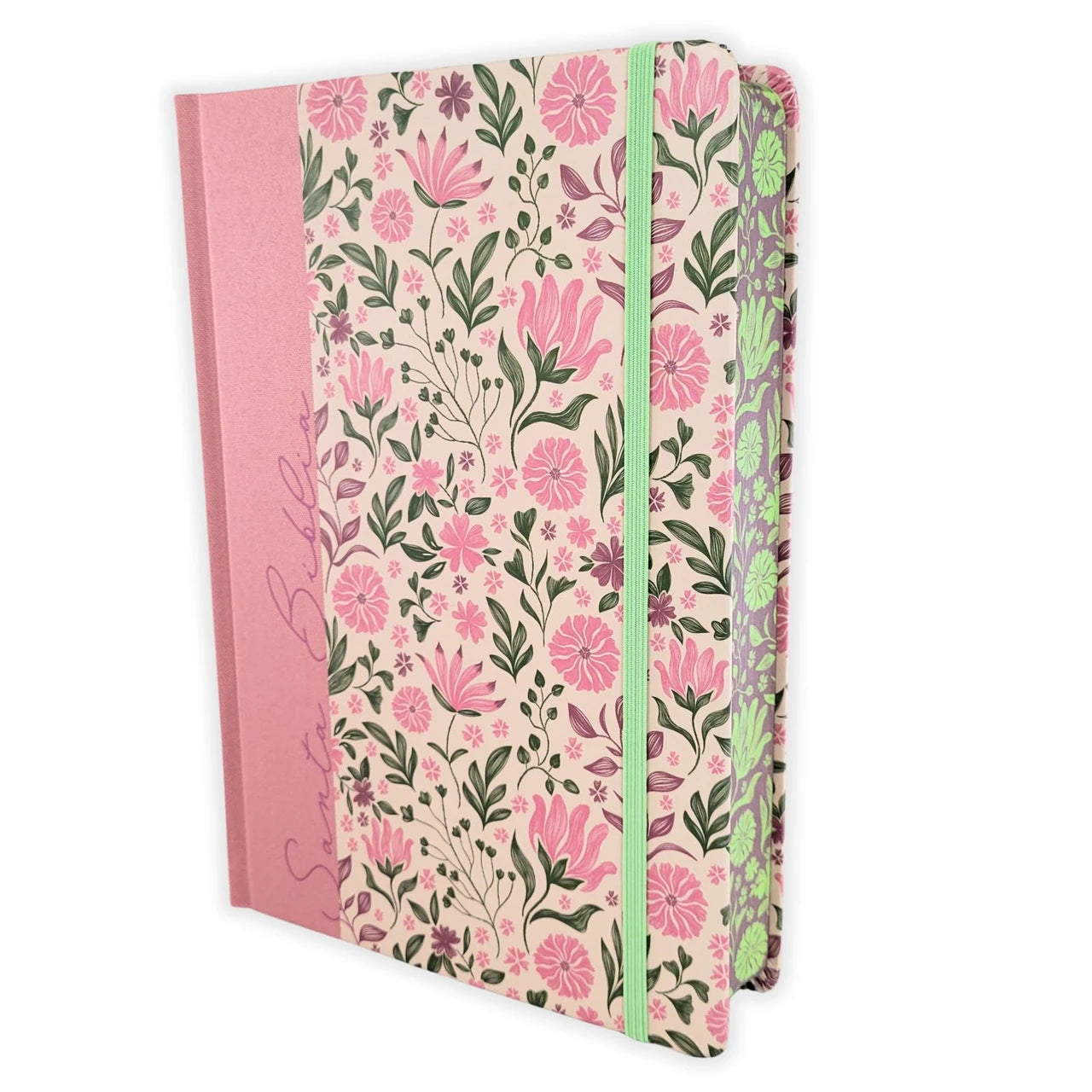 Biblia de Apuntes con Margen Amplio RV1960, tapa dura rosada floral con canto floral LIBRERIA LEVITICO