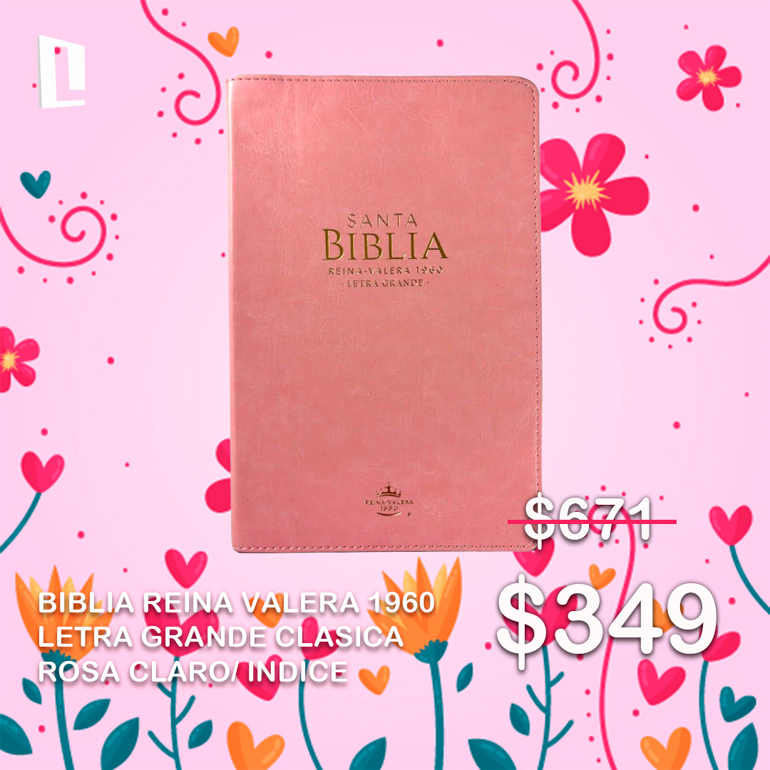 BIBLIA REINA VALERA 1960 LETRA GRANDE CLASICA ROSA CLARO/ INDICE