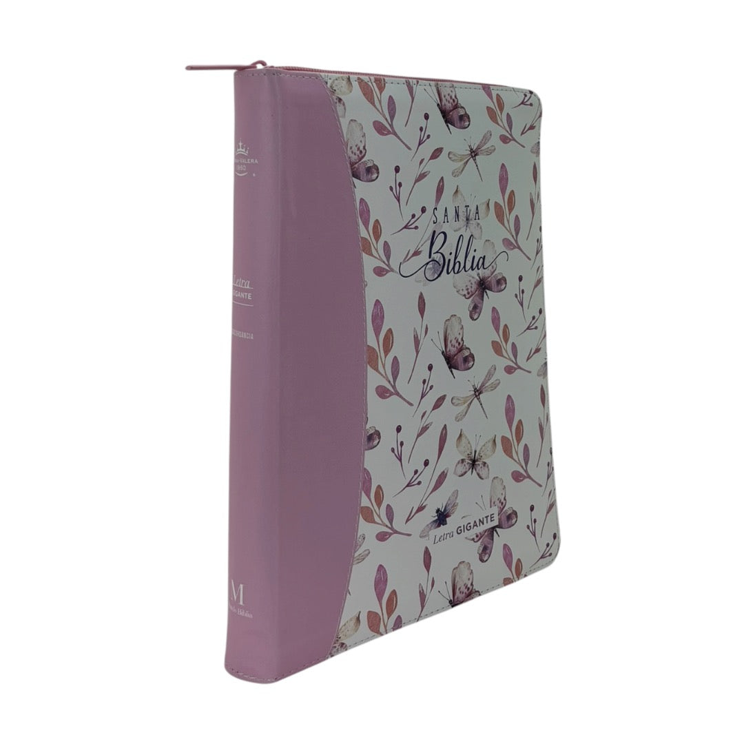 BIBLIA RVR 1960 GIGANTE DISEÑO MARIPOSA TURQUESA/ROSA IMIT PIEL