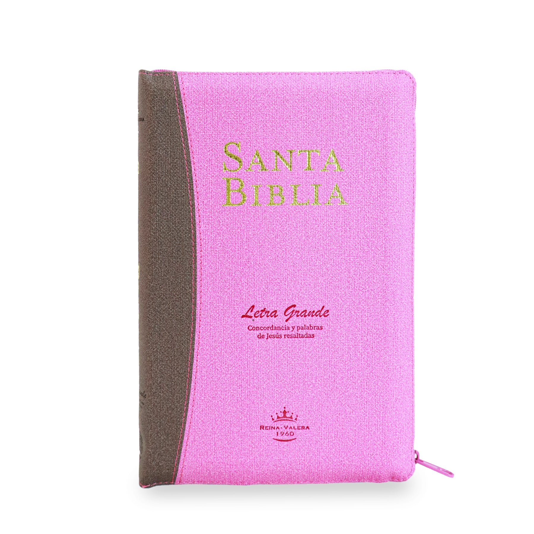 BIBLIA REINA VALERA 1960 MANUAL  IMIT PIEL LETRA GRANDE ROSA/MARRON