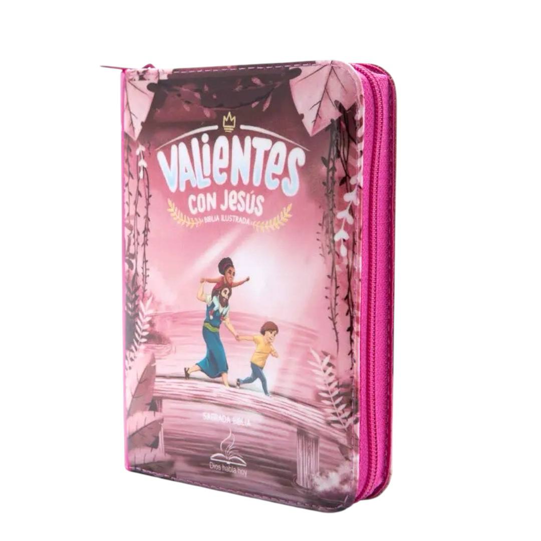 BIBLIA DIOS HABLA HOY VALIENTES CON JESUS ACOLCHONADA ROSA