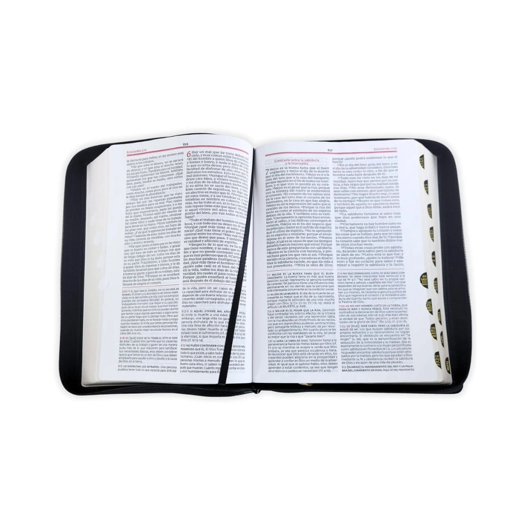 Biblia de Estudio de la Vida Plena con Cierre RV1960, imit piel , negro con índice