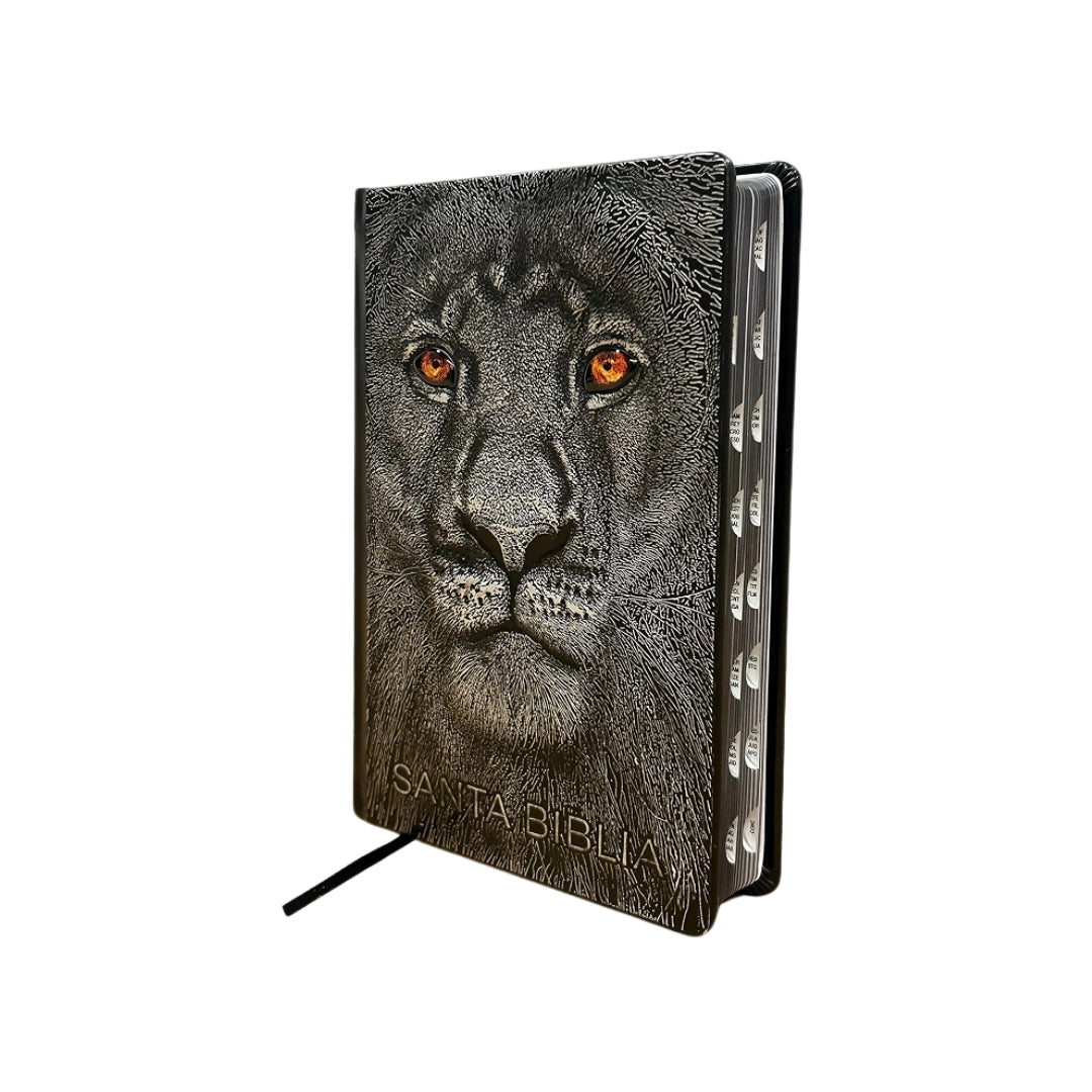 Biblia RVR 1960 León de Judá edición especial plateada con índice