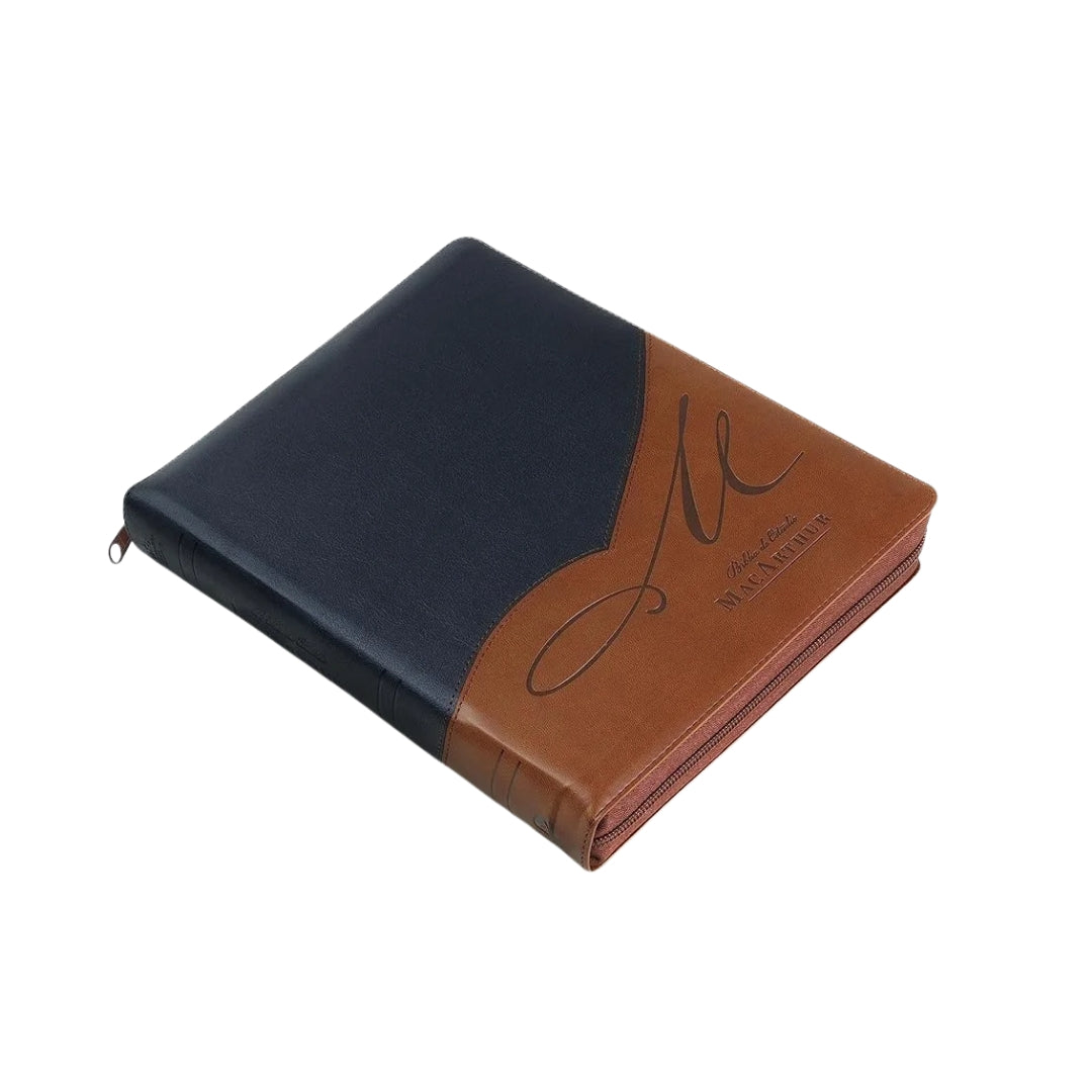 Biblia Estudio MacArthur Letra Grande Imitacion Cafe Cierre Indice