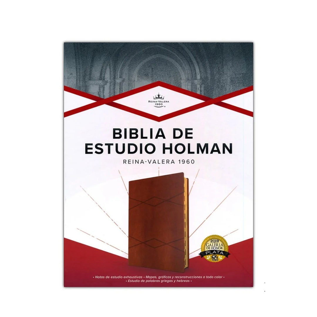 Biblia de Estudio Holman RVR60 Piel Italiana café con indice