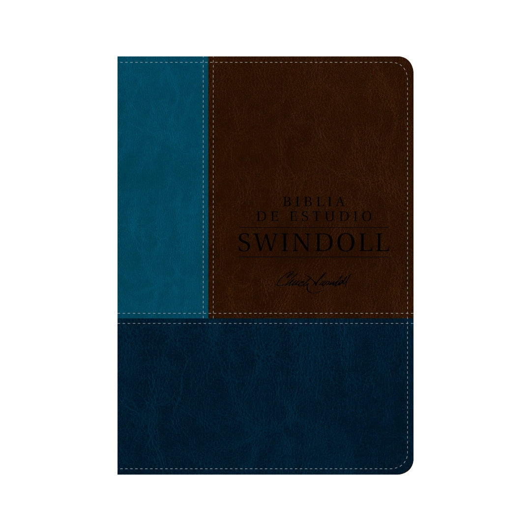 Biblia de estudio Swindoll NTV i /piel marrón azul