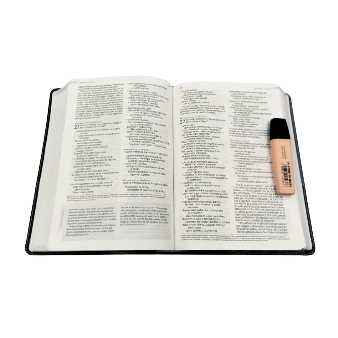 Biblia de estudio Swindoll NTV i /piel marrón azul