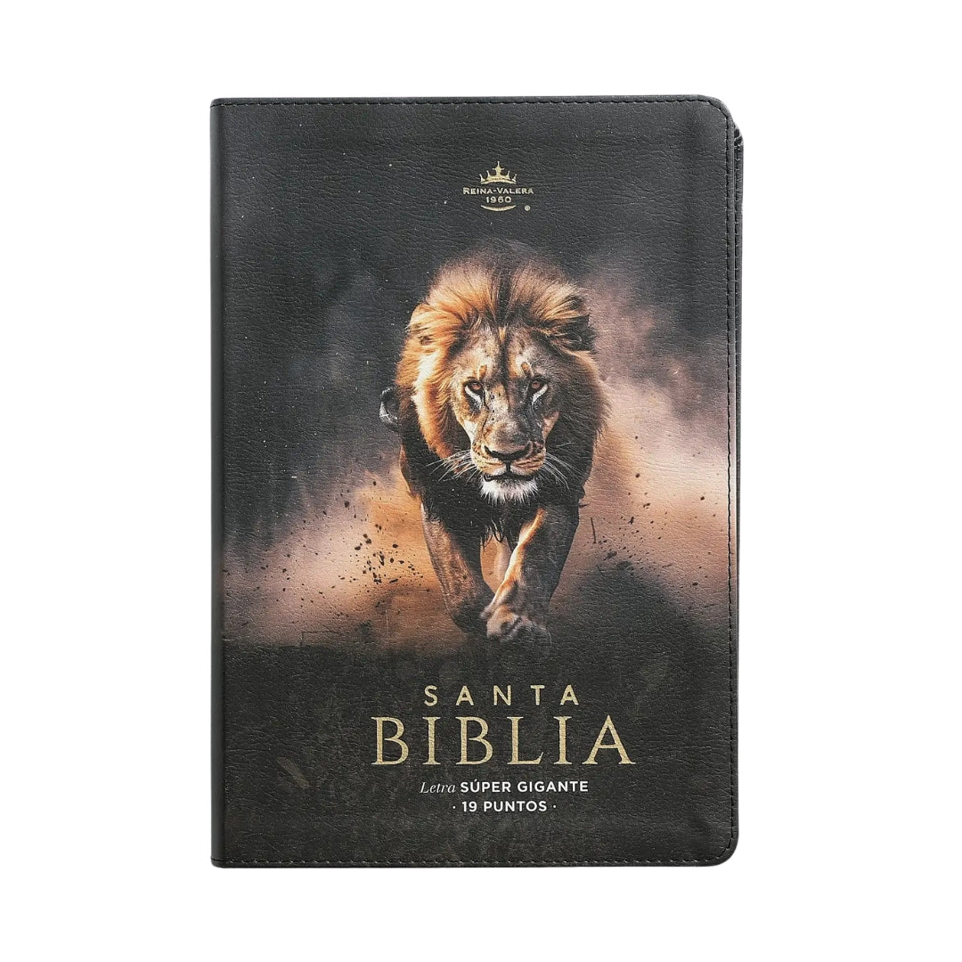 Biblia Reina Valera 1960 Letra Súper Gigante i/piel León de Judá canto pintado
