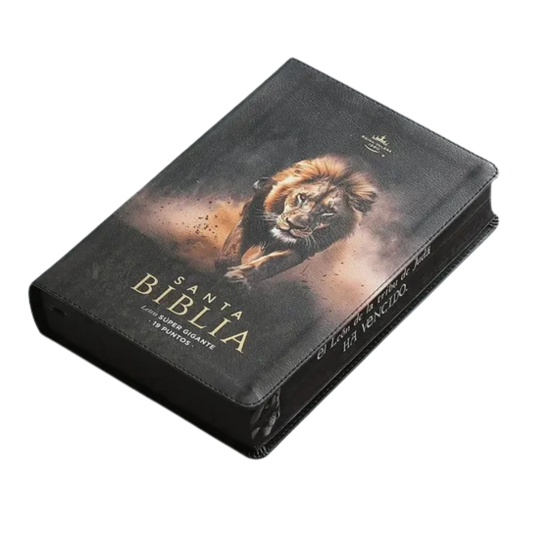 Biblia Reina Valera 1960 Letra Súper Gigante i/piel León de Judá canto pintado