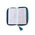Biblia Chequera RV1960, imit. piel turquesa y blanco con índice