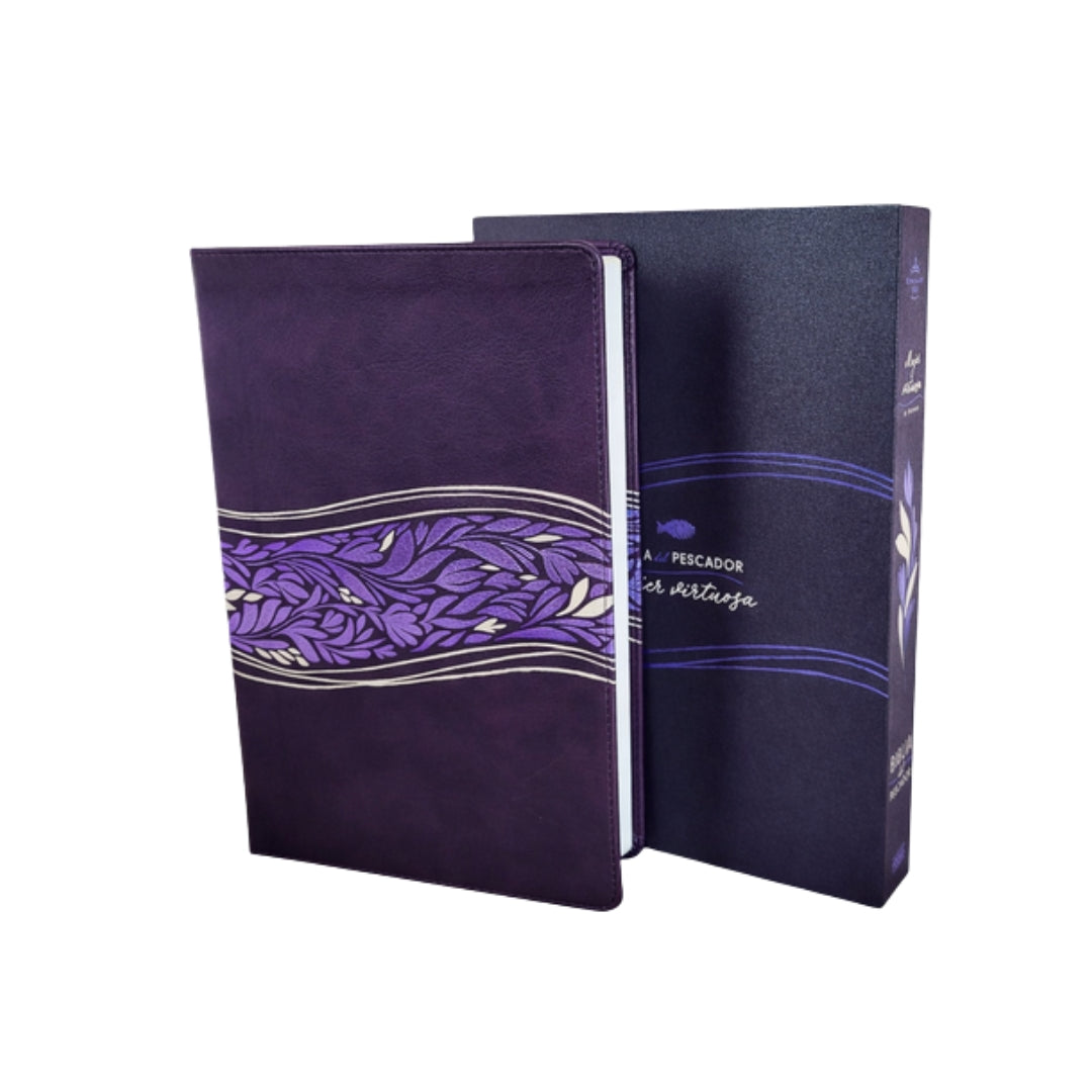 Biblia Del Pescador RVR60 Mujer Virtuosa Floral Imitación Piel