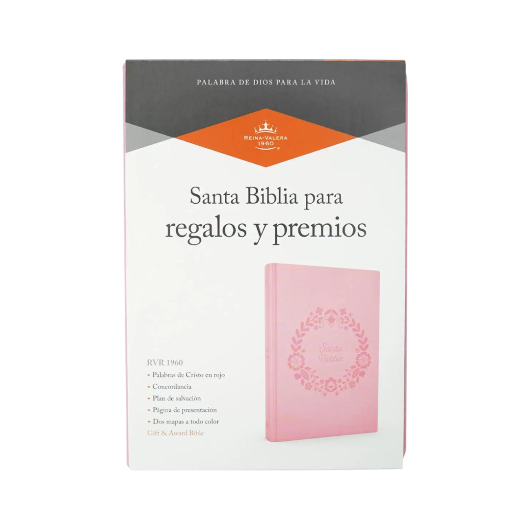 Biblia RVR60 Regalos y premios i/piel rosa con flores