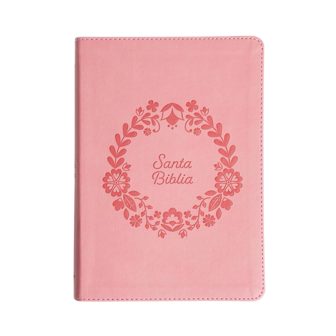 Biblia RVR60 Regalos y premios i/piel rosa con flores