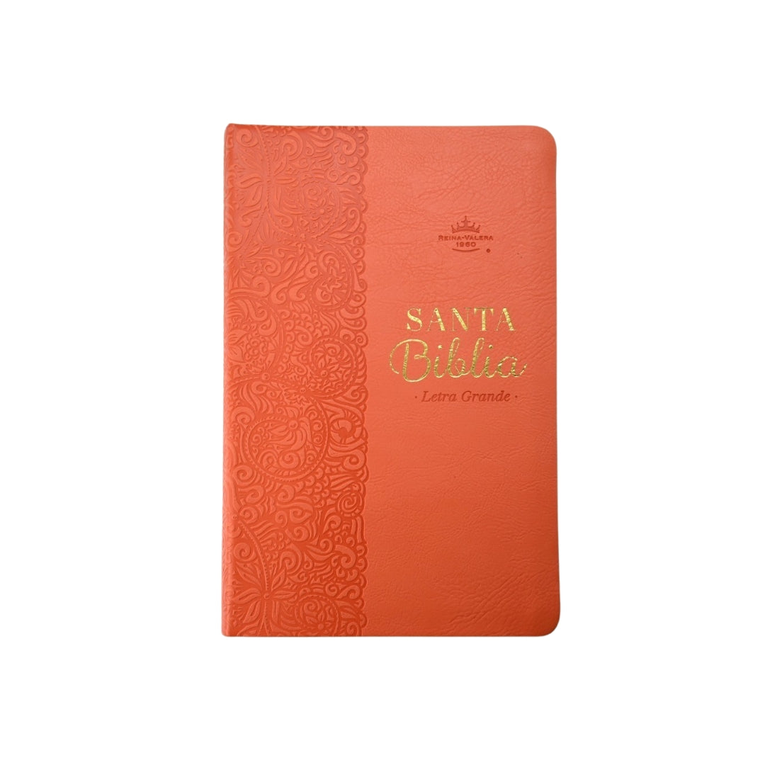 BIBLIA REINA VALERA 1960 LETRA GRANDE MANUAL IMIT PIEL CORAL