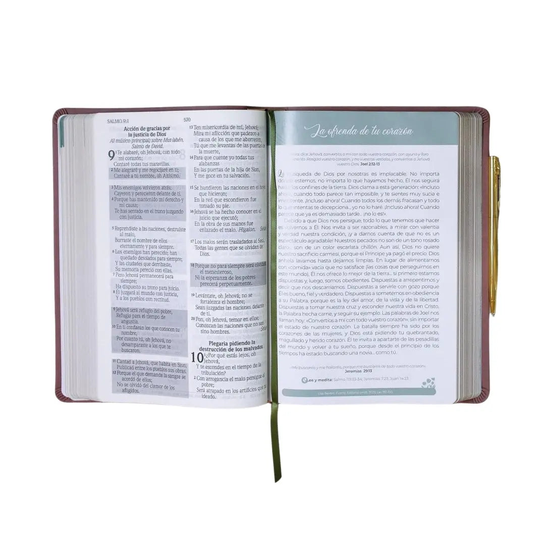 Biblia de Promesas RVR-1960 Devocional , Virtuosa, Letra gigante, Piel especial, Rosa