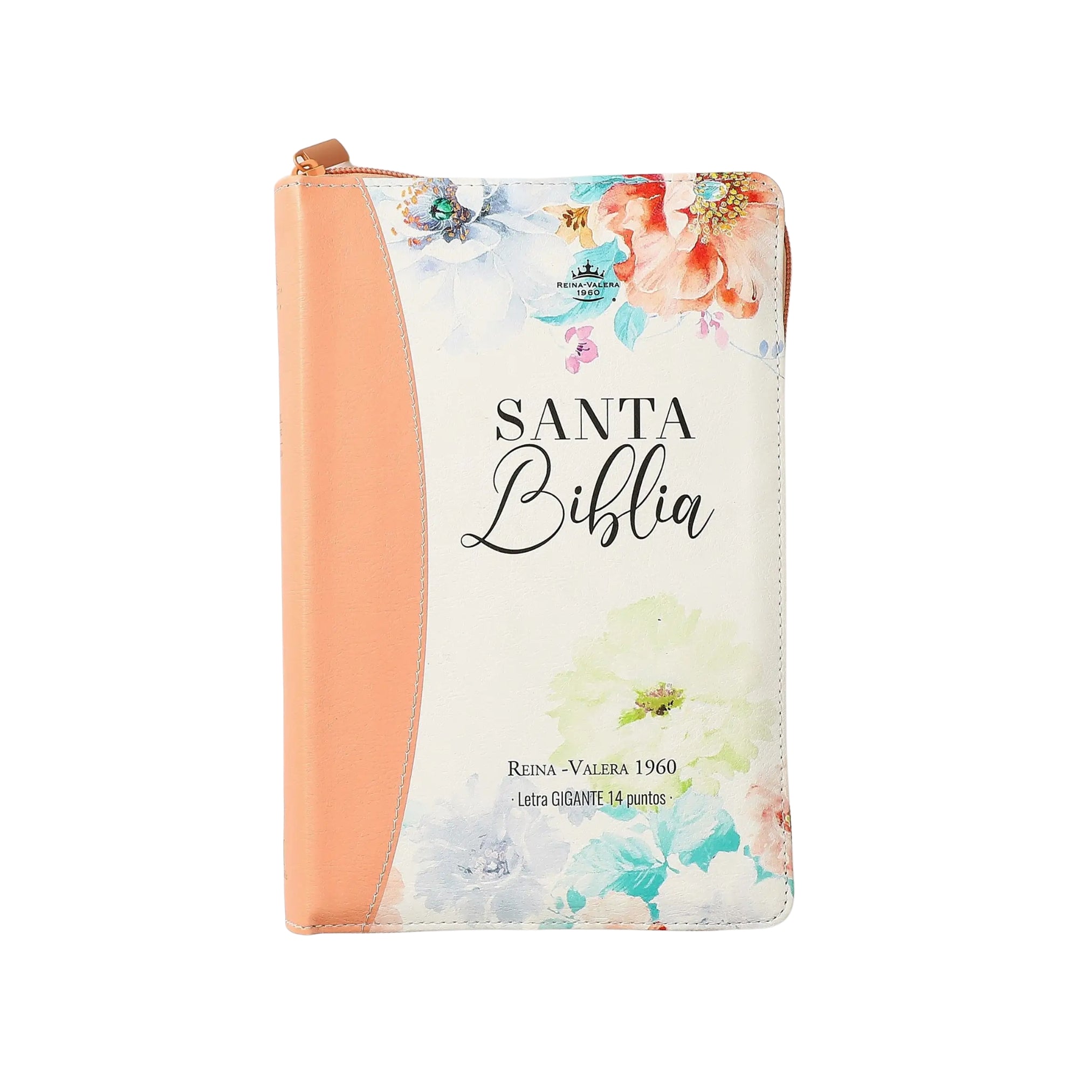 Biblia RV1960 con Cierre Letra Gigante Manual Jardín Coral con índice y canto floral